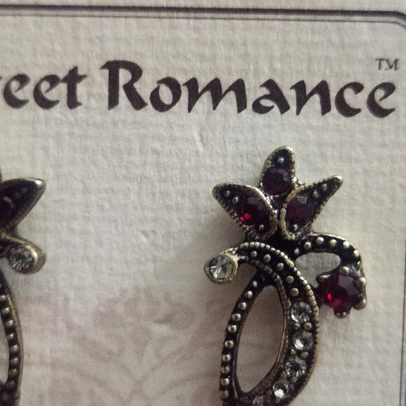 Sweet Romance Art Deco Dangle Earrings Elegant Style Red, Black and Crystal New - Picture 9 of 10
